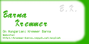 barna kremmer business card